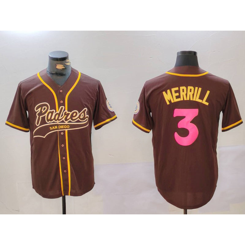 San Diego Padres #3 Jackson Merrill Brown MIKSHPS Cool Base Stitched Jerseys