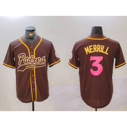San Diego Padres #3 Jackson Merrill Brown MIKSHPS Cool Base Stitched Jerseys