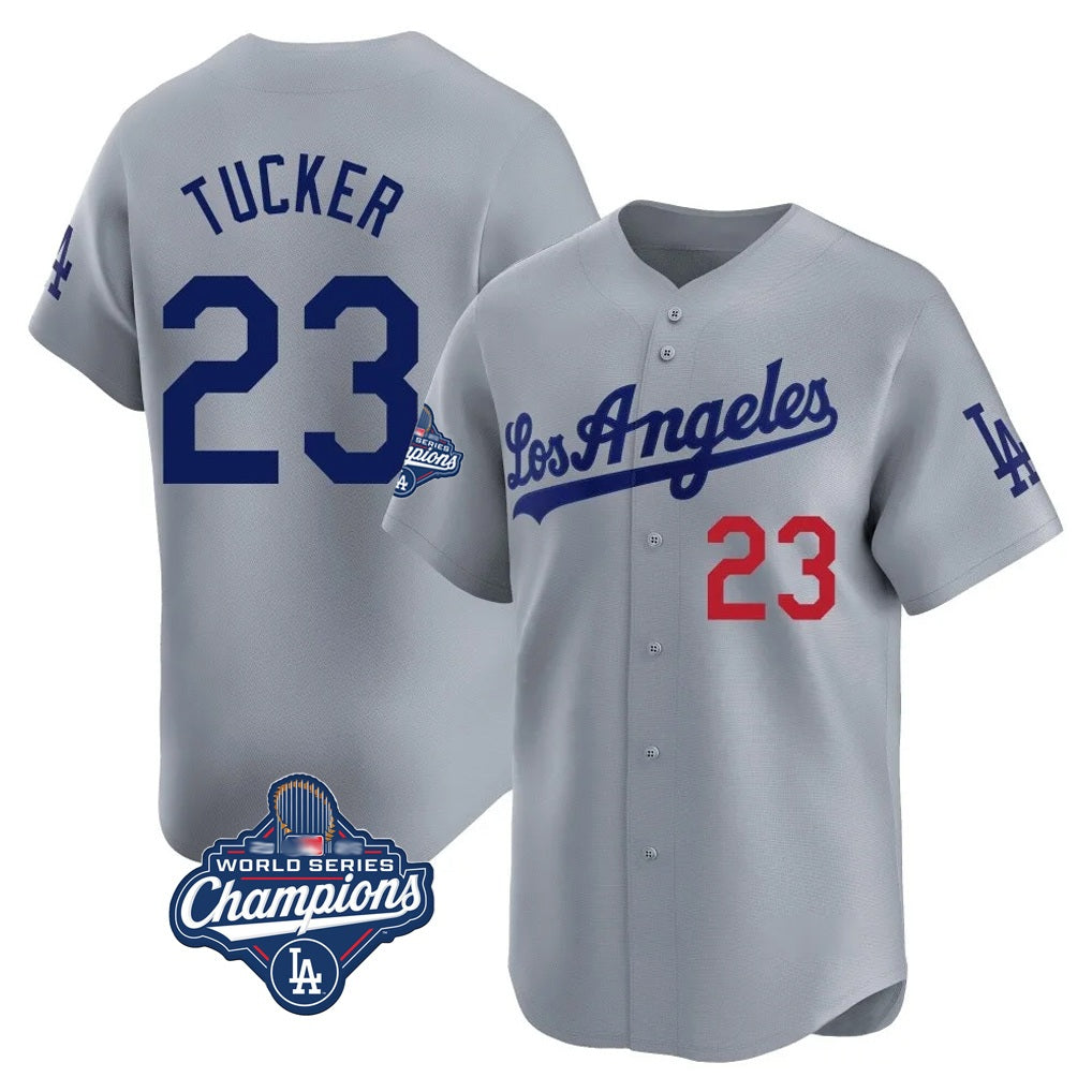 Los Angeles Dodgers #23 Kyle Tucker Player Gray MIKSHPS World Series Meet Limited Home Stitched Jerseys