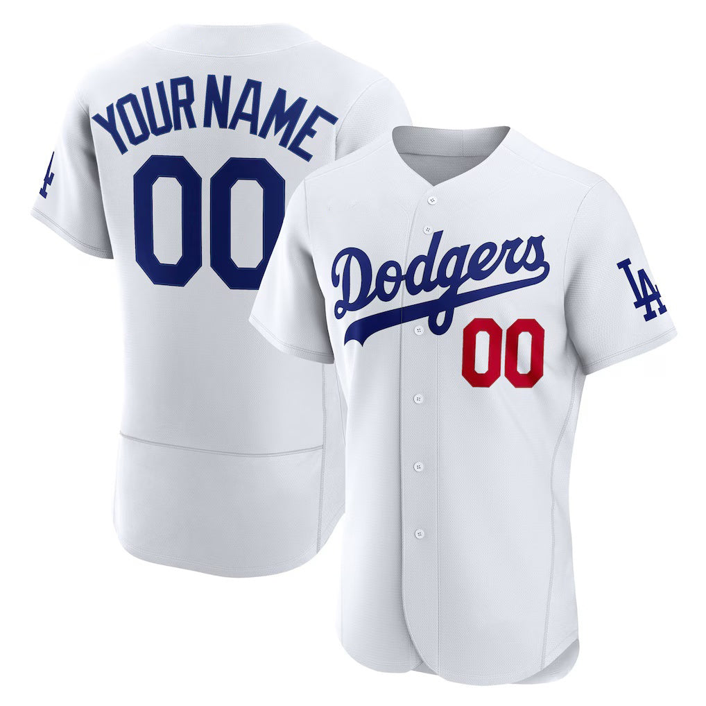 Custom Los Angeles Dodgers White MIKSHPS Home Authentic Jersey