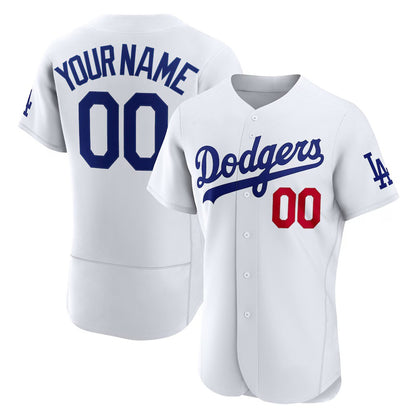 Custom Los Angeles Dodgers White MIKSHPS Home Authentic Jersey