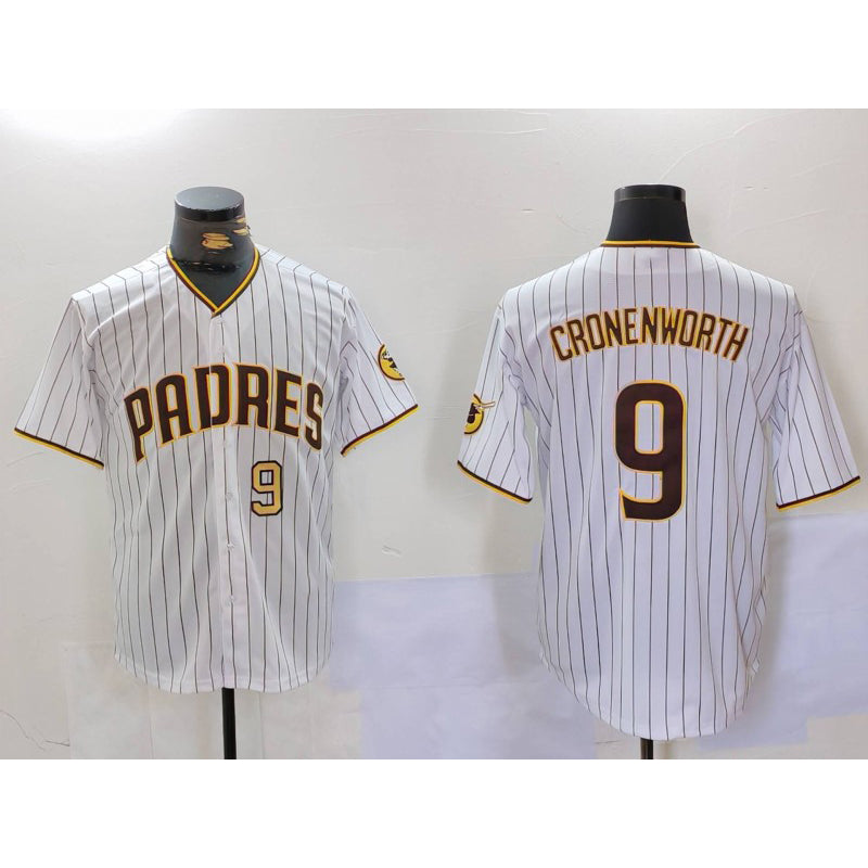 San Diego Padres #9 Jake Cronenworth White MIKSHPS Team Logo Stitched Cool Base Jerseys
