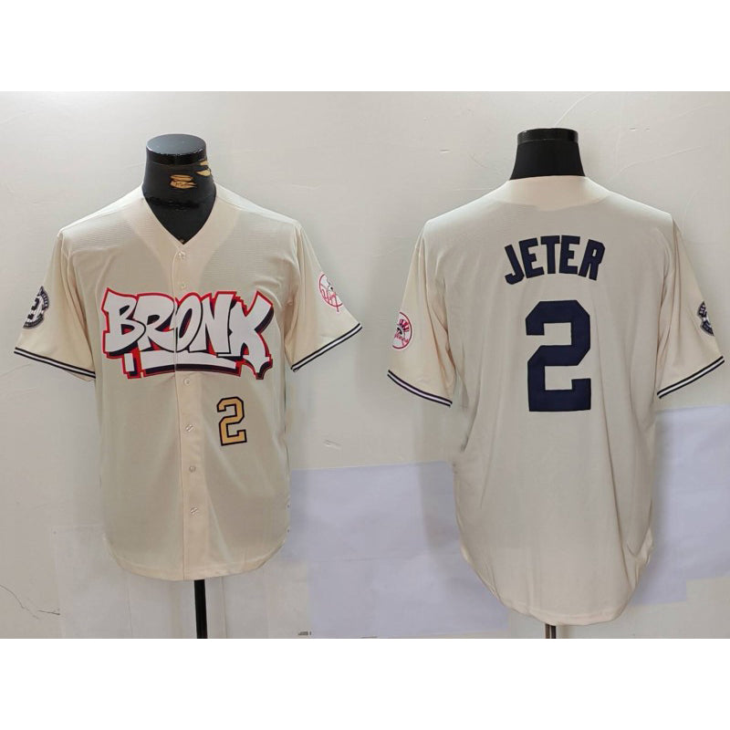 New York Yankees #2 Derek Jeter Cream MIKSHPS Limited Stitched Jerseys