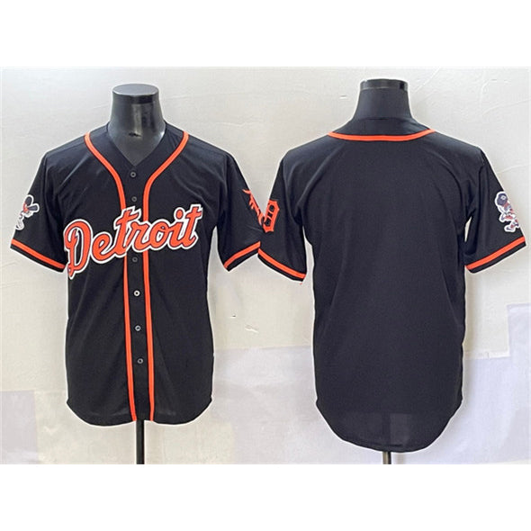 Detroit Tigers Blank Black MIKSHPS With Patch Cool Base Stitched Jersey