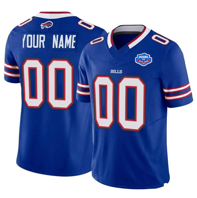 Custom B.Bills Active Player Blue MIKSHPS 2025 F.U.S.E. With Farewell Patch Vapor Untouchable Limited Stitched Jersey