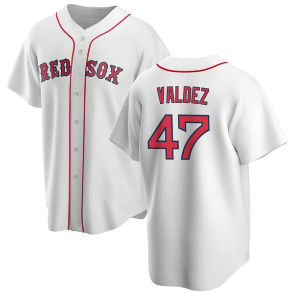 Boston Red Sox #47 Enmanuel Valdez White MIKSHPS Cool Base Stitched Jersey