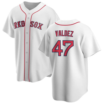 Boston Red Sox #47 Enmanuel Valdez White MIKSHPS Cool Base Stitched Jersey