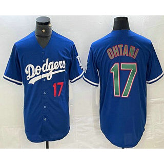 Los Angeles Dodgers #17 Shohei Ohtani Number Blue Green MIKSHPS Stitched Cool Base Jersey 2
