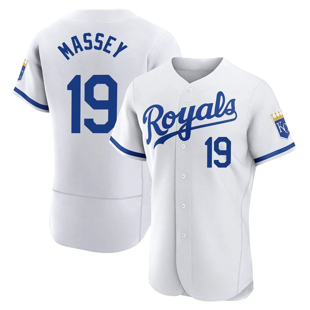 Kansas City Royals #19 Michael Massey Player White MIKSHPS Limited Elite Home Game Stitched Jerseys