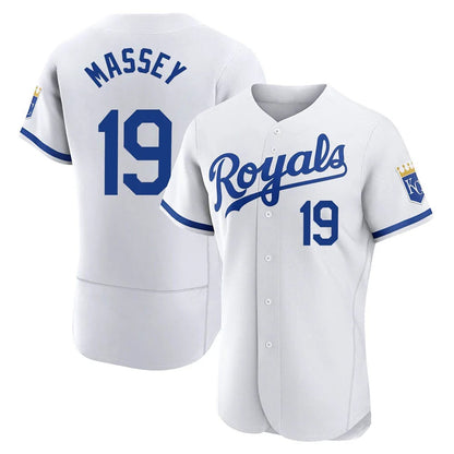 Kansas City Royals #19 Michael Massey Player White MIKSHPS Limited Elite Home Game Stitched Jerseys