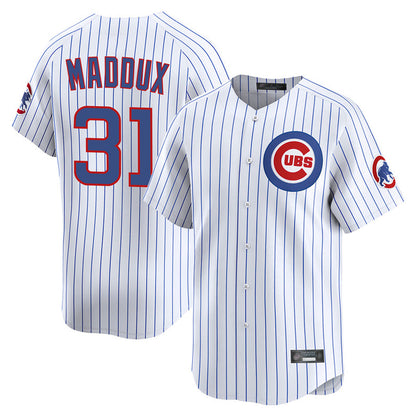 Chicago Cubs #31 Greg Maddux Player White MIKSHPS Limited Home Game Stitched Jerseys