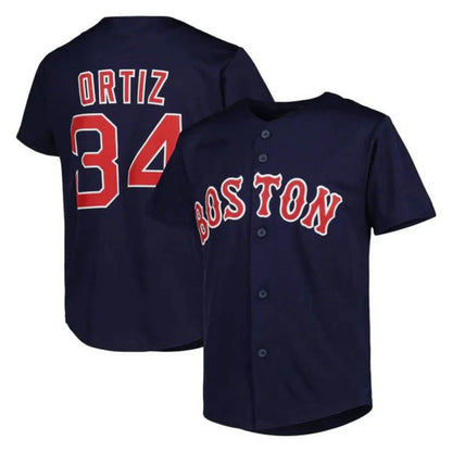 Boston Red Sox #34 David Ortiz Player Navy MIKSHPS Mitchell & Ness Cooperstown Collection Mesh Home Stitched Jerseys