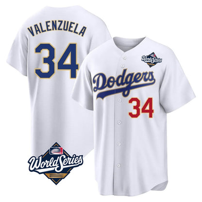 Los Angeles Dodgers #34 Fernando Valenzuela Player Gold White MIKSHPS World Series 2026 Collection Stadium Limited Stitched Jerseys