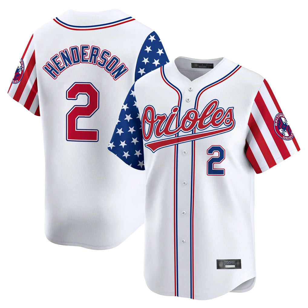 Baltimore Orioles #2 Gunnar Henderson Player White MIKSHPS Independence Day Vapor Premier Home Game Stitched Jerseys