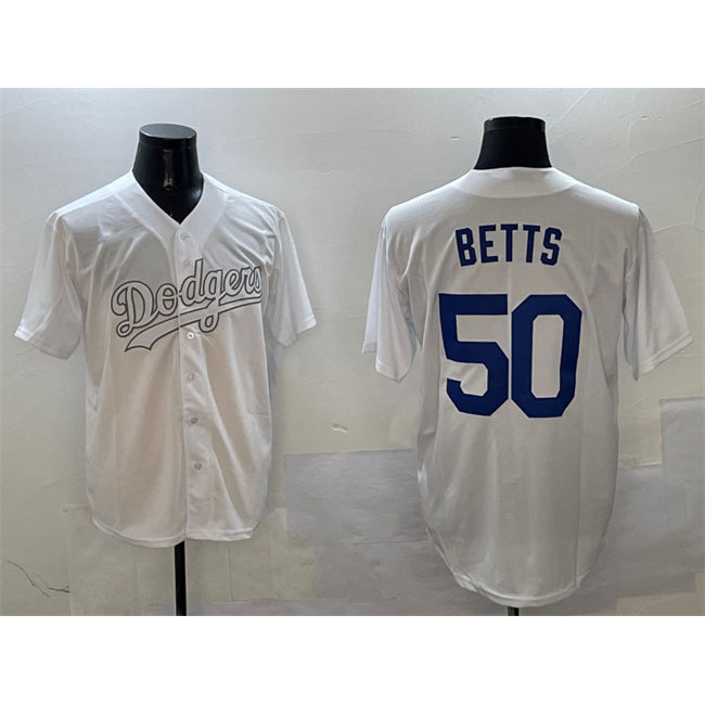 Los Angeles Dodgers #50 Mookie Betts White MIKSHPS Fashion Cool Base Stitched Jersey