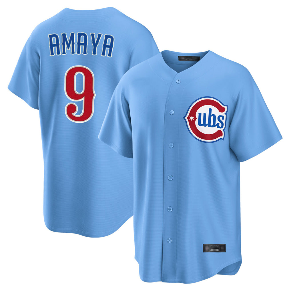 Chicago Cubs #9 Miguel Amaya Player Light Blue MIKSHPS Home Game Stitched Jerseys