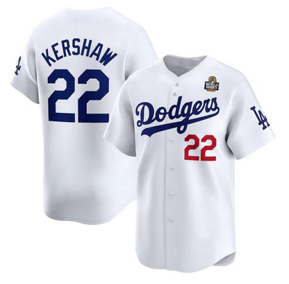 Los Angeles Dodgers #22 Clayton Kershaw White MIKSHPS 2024 World Series Home Limited Stitched Jersey