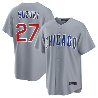 Chicago Cubs #27 Seiya Suzuki Player Gray MIKSHPS Home Game Stitched Jerseys