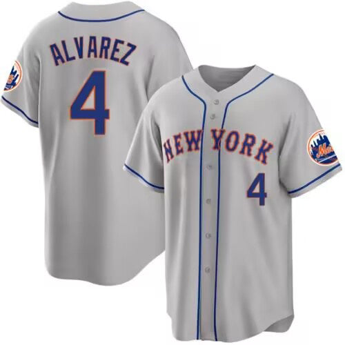 New York Mets #4 Francisco ¨¢lvarez Gray MIKSHPS 2023 Cool Base Stitched Jersey