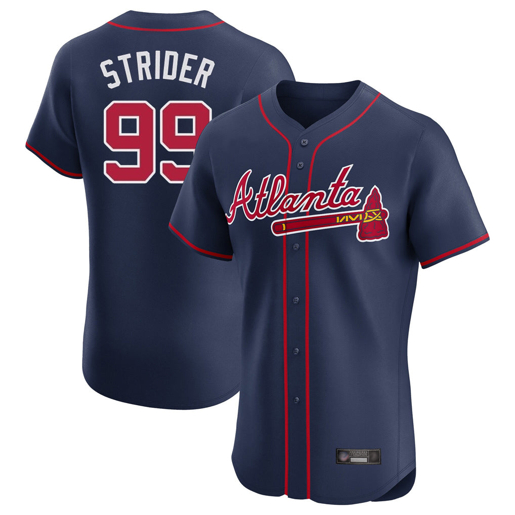 Atlanta Braves #99 Spencer Strider Player Navy MIKSHPS Limited Elite Home Game Stitched Jerseys