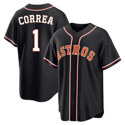 Houston Astros #1 Carlos Correa Player Black MIKSHPS Fashion Out Home Game Stitched Jerseys