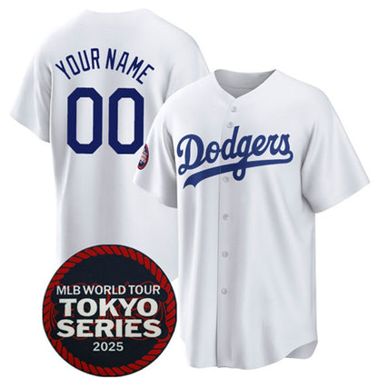 Custom Los Angeles Dodgers ACTIVE PLAYER White MIKSHPS 2025 World Tour Tokyo Series Home Stitched Jersey