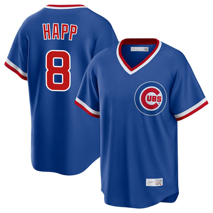 Chicago Cubs #8 Ian Happ Player Royal MIKSHPS T-shirt Cooperstown Collection Limited Stitched Jerseys