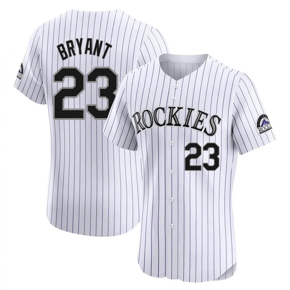 Colorado Rockies #23 Kris Bryant Player White MIKSHPS Limited Elite Home Stitched Jerseys