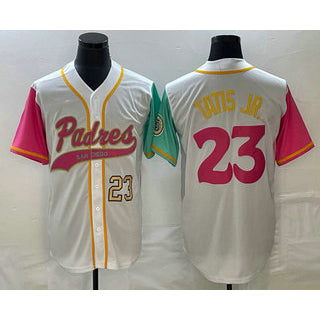 San Diego Padres #23 Fernando Tatis Jr Number White MIKSHPS NEW 2023 City Connect Cool Base Stitched Jersey 2