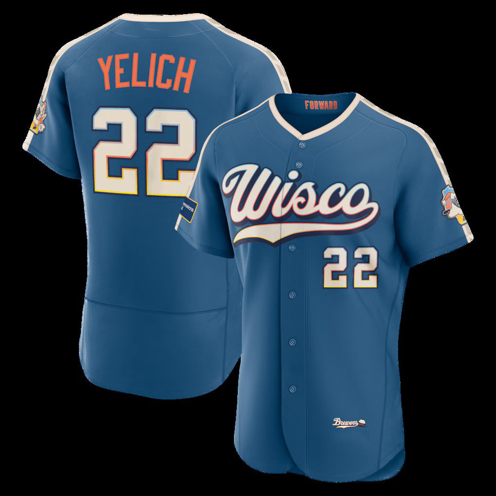 Milwaukee Brewers #22 Christian Yelich Mineral Blue MIKSHPS 2026 City Connect Authentic Sponsor Patch Jersey