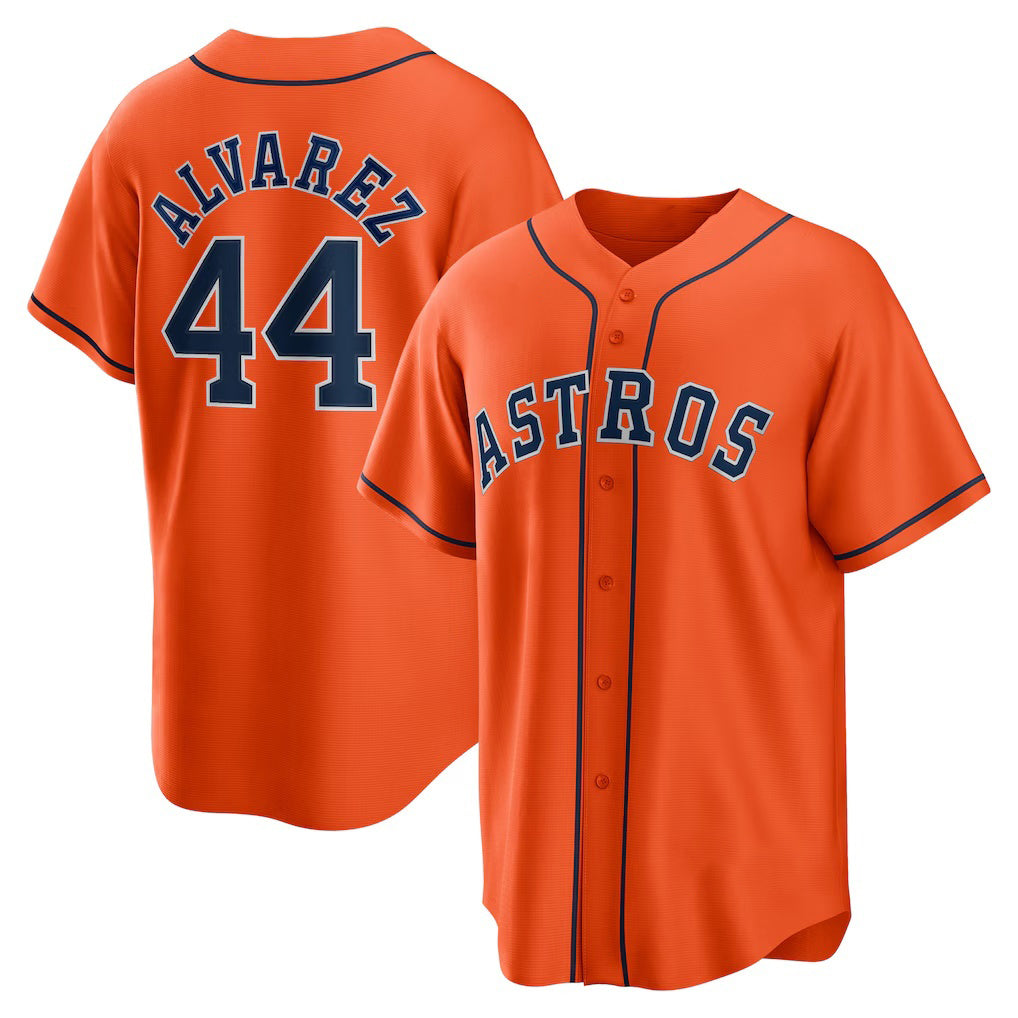 Houston Astros #44 Yordan ¨¢lvarez Orange MIKSHPS Alternate Replica Player Jersey