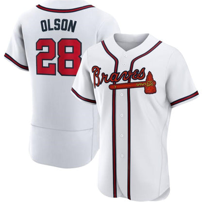 Atlanta Braves 28 Matt Olson White MIKSHPS Flex base Jersey