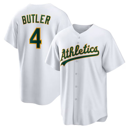 Oakland Athletics #4 Lawrence Butler White MIKSHPS Home Replica Jersey