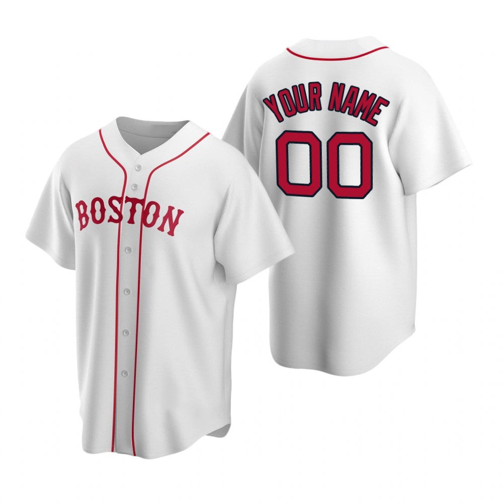 Custom Boston Red Sox White MIKSHPS Stitched Cool Base Jersey