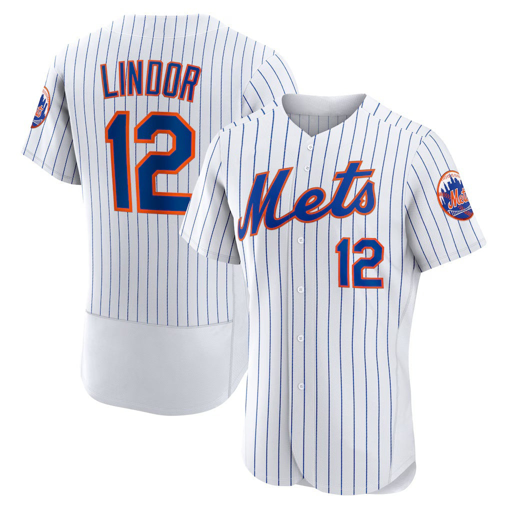 New York Mets #12 Francisco Lindor White MIKSHPS Home Authentic Player Jersey