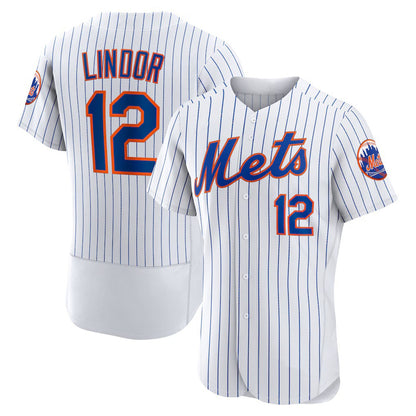 New York Mets #12 Francisco Lindor White MIKSHPS Home Authentic Player Jersey