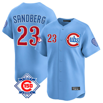 Chicago Cubs #23 Ryne Sandberg Player Light Blue MIKSHPS 150th Anniversary Limited Home Stitched Jerseys