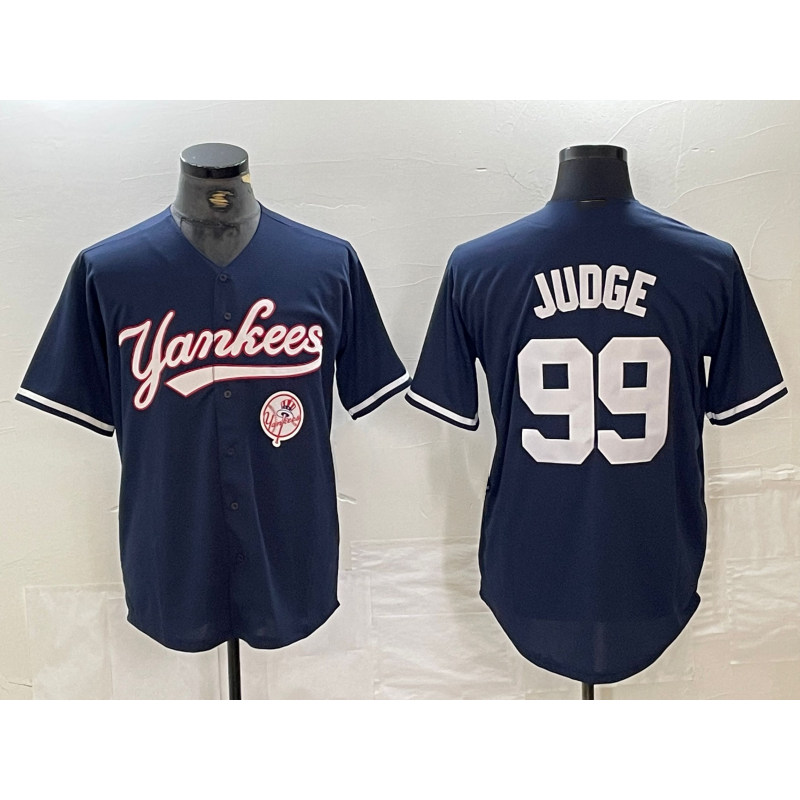 New York Yankees #99 Aaron Judge Navy MIKSHPS With Patch Cool Base Stitched Jersey