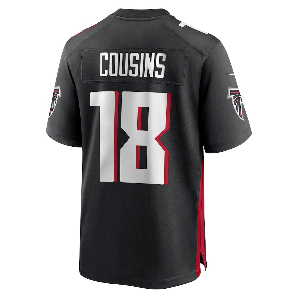 A.Falcons #18 Kirk Cousins Black MIKSHPS Game Player Jersey