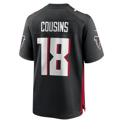 A.Falcons #18 Kirk Cousins Black MIKSHPS Game Player Jersey