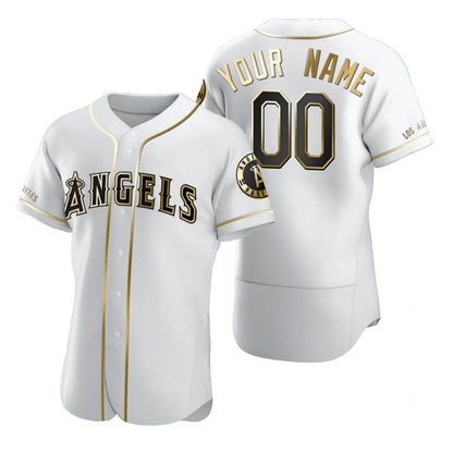 Custom Los Angeles Angels White MIKSHPS Stitched Flex Base Golden Edition Jersey