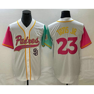 San Diego Padres #23 Fernando Tatis Jr White MIKSHPS NEW 2023 City Connect Cool Base Stitched Jersey 4