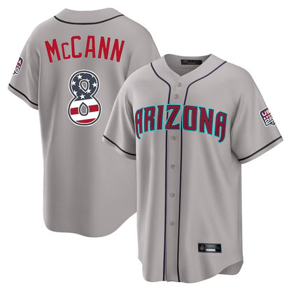 Arizona Diamondbacks #8 James McCann Player Gray MIKSHPS USA 250 Fourth of July Home Game Stitched Jerseys