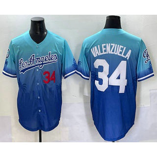 Los Angeles Dodgers #34 Fernando Valenzuela Blue MIKSHPS 2025 City Connect Limited Stitched Jersey