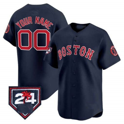 Custom Boston Red Sox 2024 Spring Training Patch Vapor Premier Limited Jersey ¨C Navy MIKSHPS