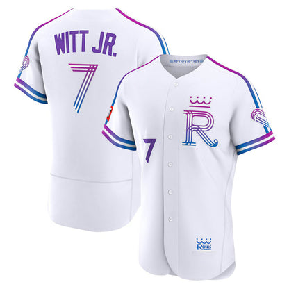Kansas City Royals #7 Bobby Witt Jr. White MIKSHPS 2026 City Connect Authentic Sponsor Patch Jersey
