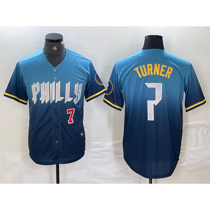 Philadelphia Phillies #7 Trea Turner Number Blue MIKSHPS 2024 City Connect Limited Stitched Jerseys