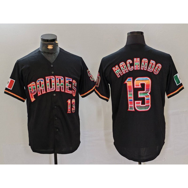 San Diego Padres #13 Manny Machado Black MIKSHPS Mexico Cool Base Stitched Jersey