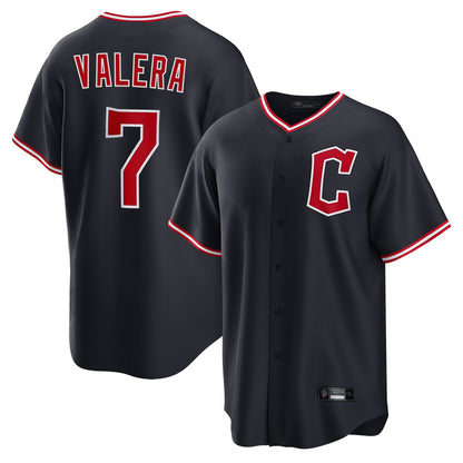 Cleveland Guardians #7 George Valera Player Navy MIKSHPS Home Game Stitched Jerseys
