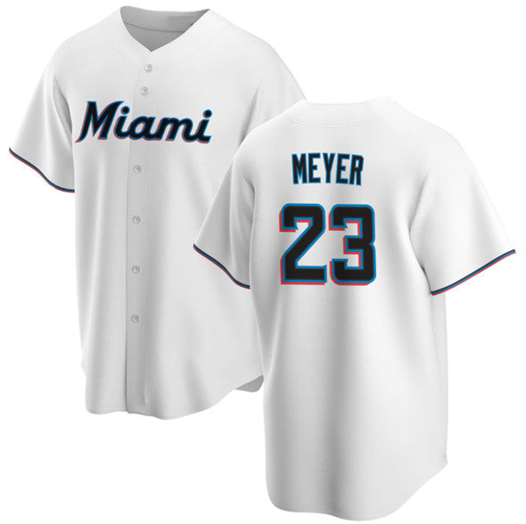 Miami Marlins #23 Max Meyer White MIKSHPS Cool Base Stitched Jersey